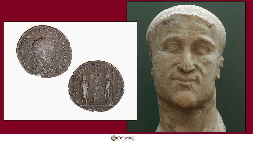 Roman Coin featuring Constantius I (Flavius Valerius Constantius (c. 250 – 306) - Coincraft